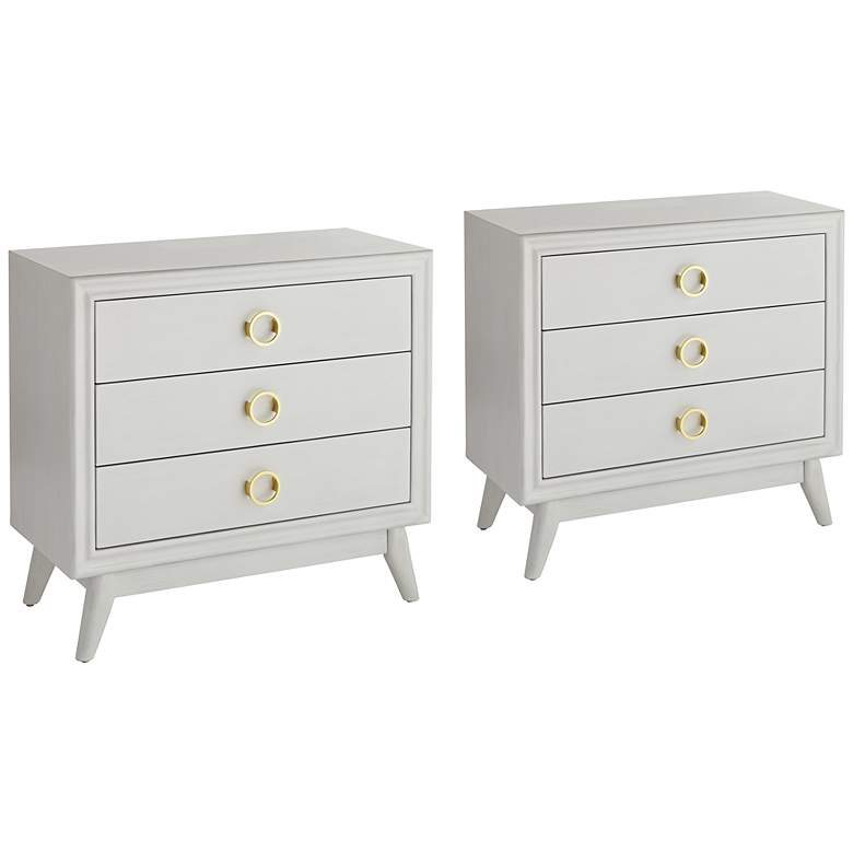 Image 1 Crestview Collection Oslo 32"W White 3-Drawer Accent Chests Set of 2