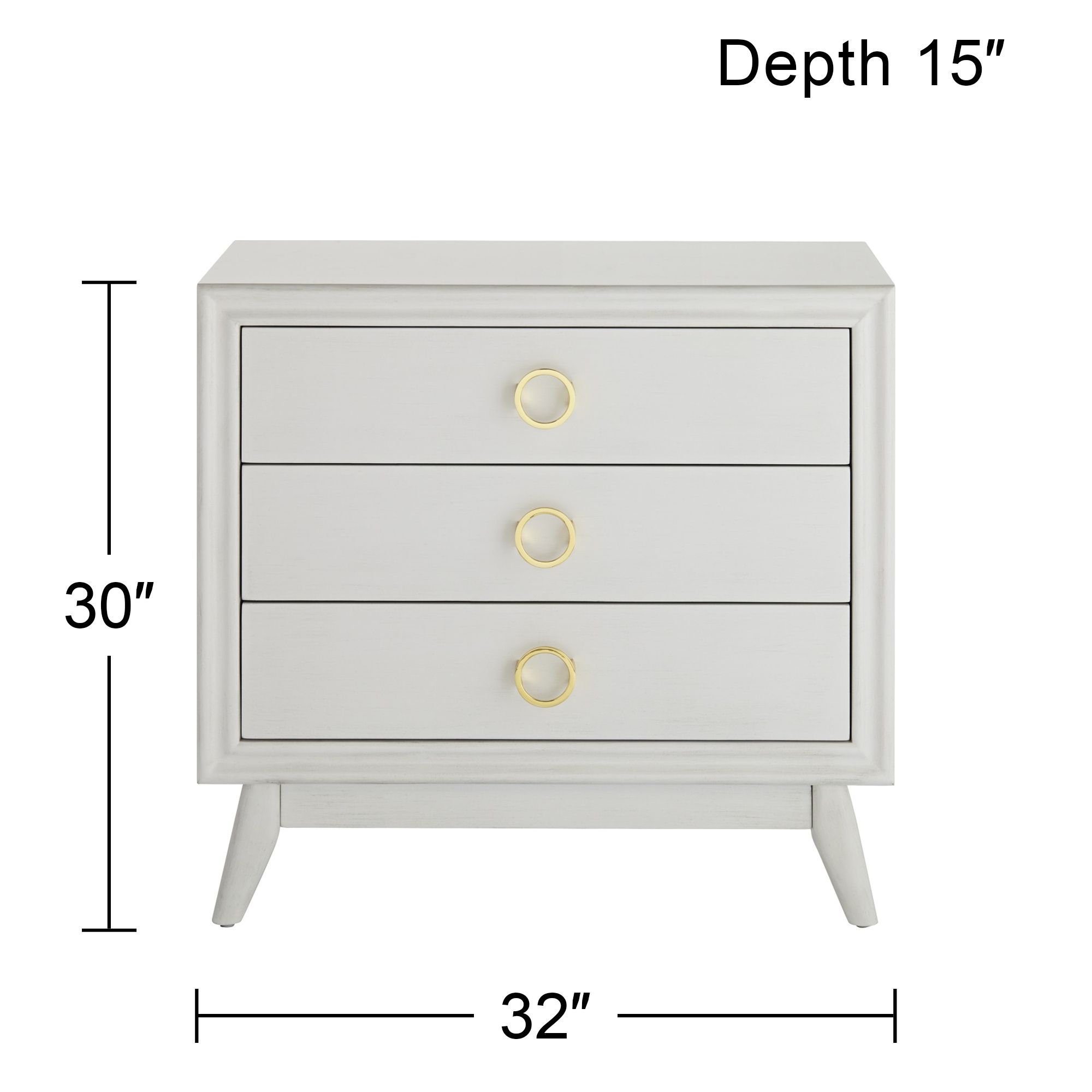 Crestview Collection Oslo 32"W White 3-Drawer Accent Chests Set of 2