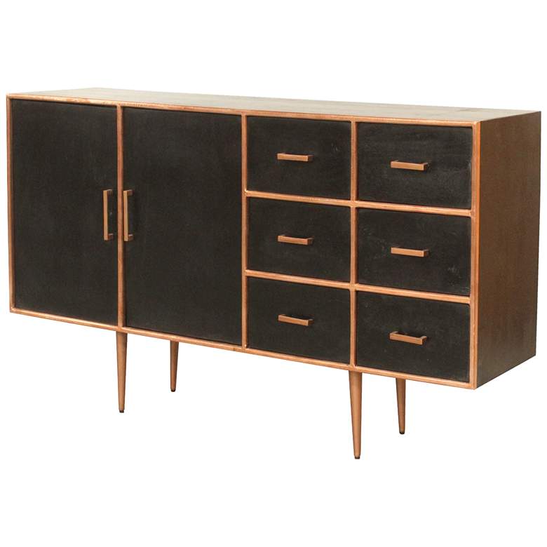 Image 1 Crestview Collection Palisade 60 inch Wide Ebony 6-Drawer Modern Sideboard