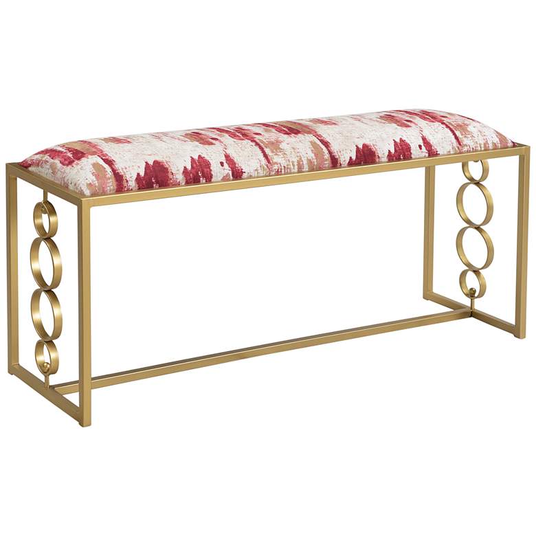 Image 1 Crestview Collection Paragon Gold Iron and Pink Fabric Bench