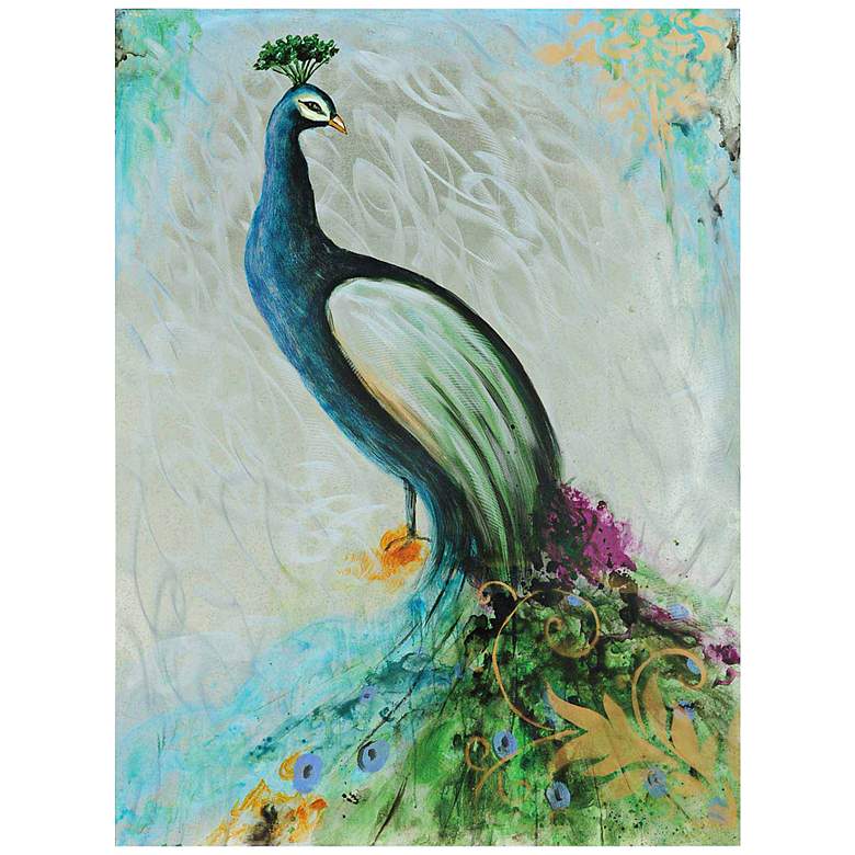 Image 1 Crestview Collection Peacock 47" High Canvas Wall Art