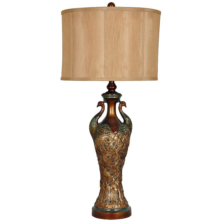 Image 1 Crestview Collection Peacock Antique Gold Traditional Table Lamp