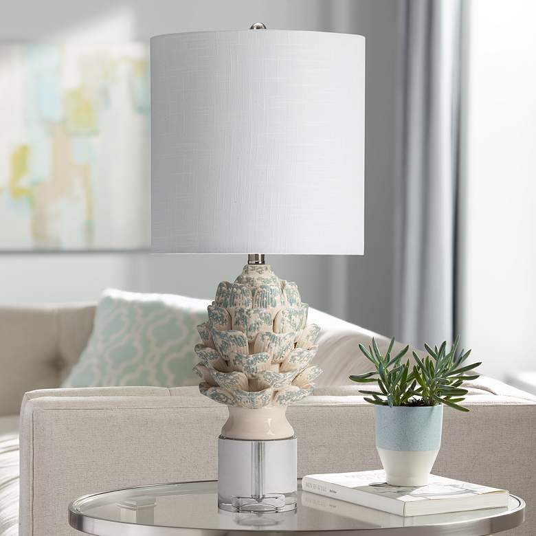 Image 1 Crestview Collection Pineapple Cream and Blue Ceramic Table Lamp