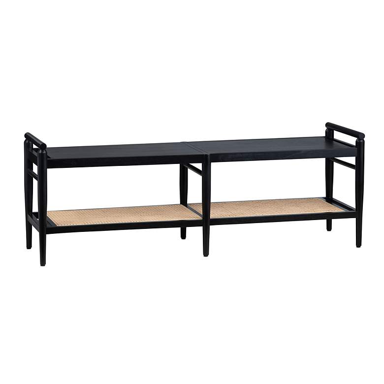 Image 2 Crestview Collection Port Royal 58" Wide Black Wood Bench more views