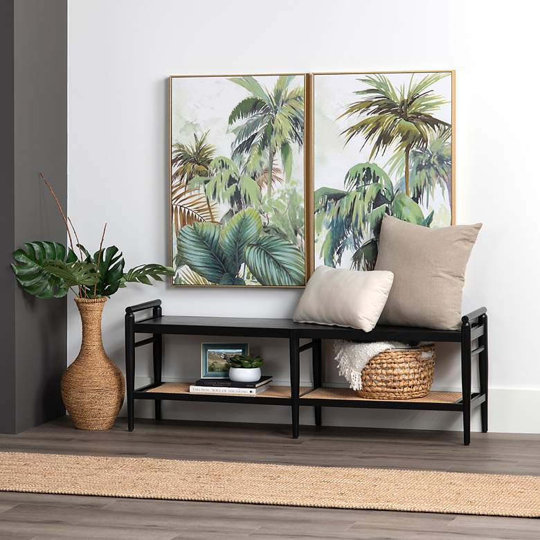 Image 5 Crestview Collection Port Royal 58" Wide Black Wood Bench more views
