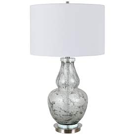 Image2 of Crestview Collection Quinn White and Gray Glass Double Gourd Table Lamp