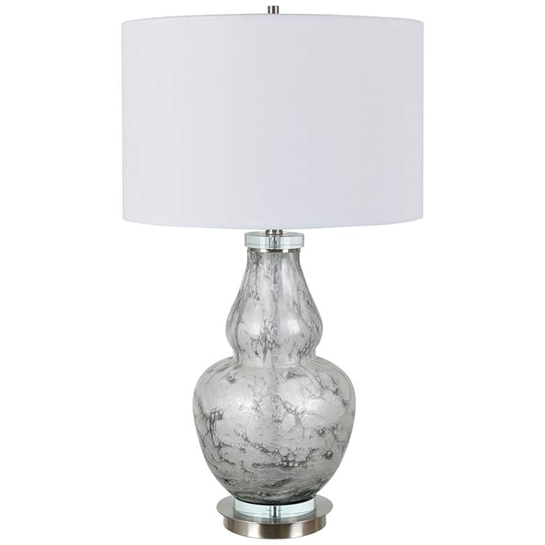 Image 2 Crestview Collection Quinn White and Gray Glass Double Gourd Table Lamp