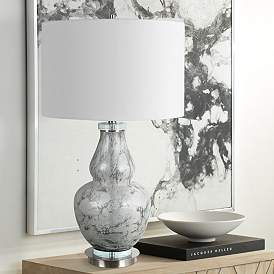 Image1 of Crestview Collection Quinn White and Gray Glass Double Gourd Table Lamp