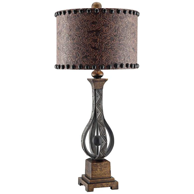 Image 1 Crestview Collection Rambler Embossed Leather Table Lamp
