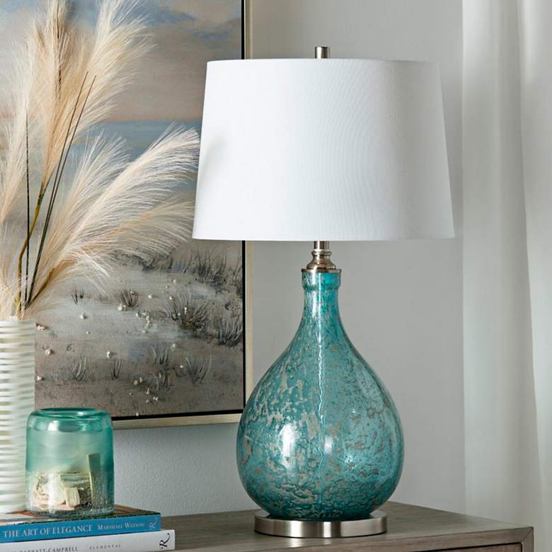 Image 1 Crestview Collection Rayne Blue Tears Glass Table Lamp