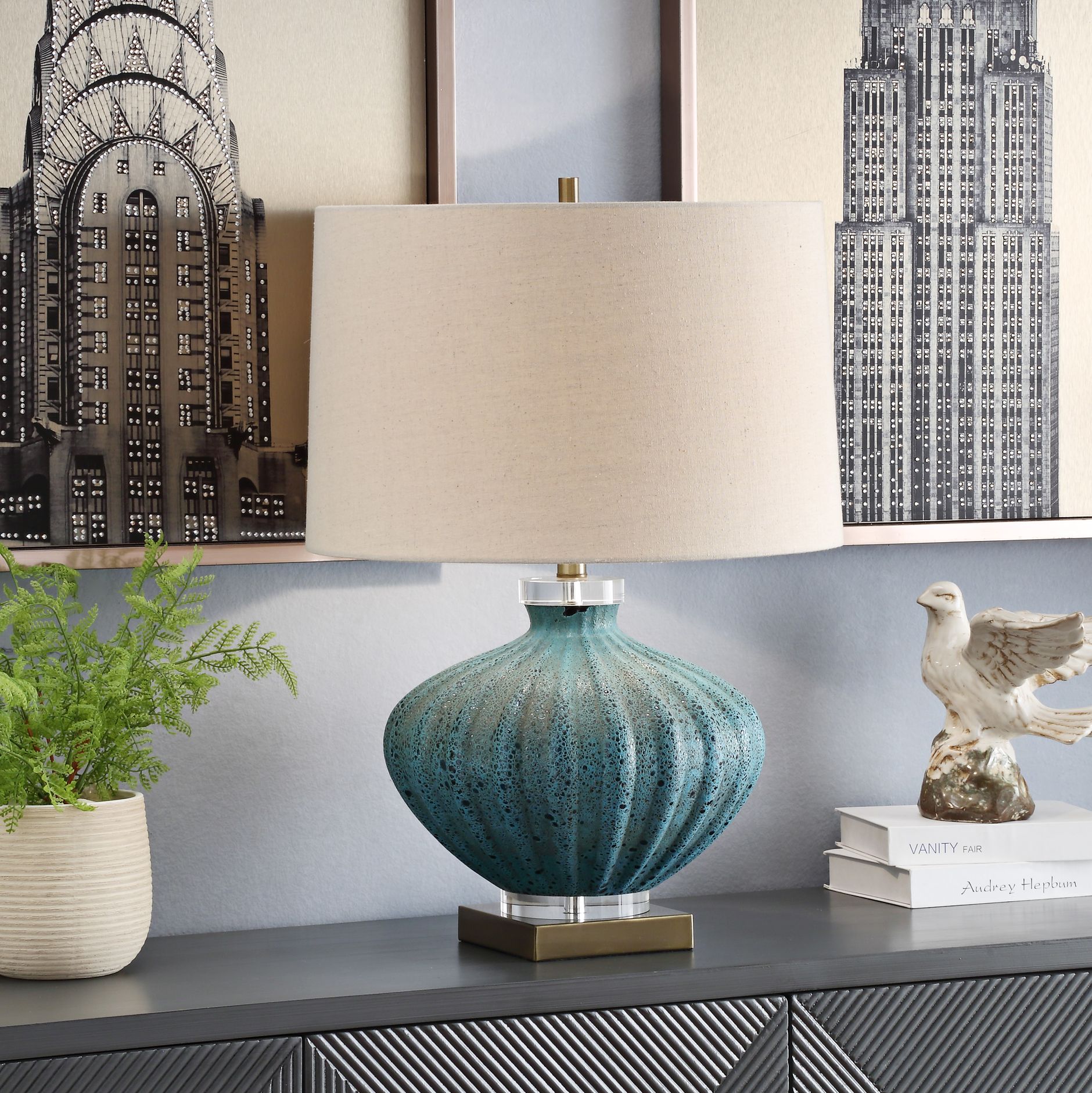 Crestview Collection Reeves Turquoise Glass Table Lamp 83A75 Lamps Plus