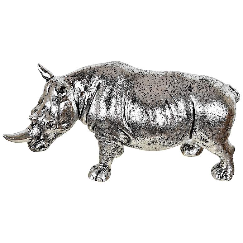 Image 1 Crestview Collection Rhino 13 1/2 inch High Silver Figurine