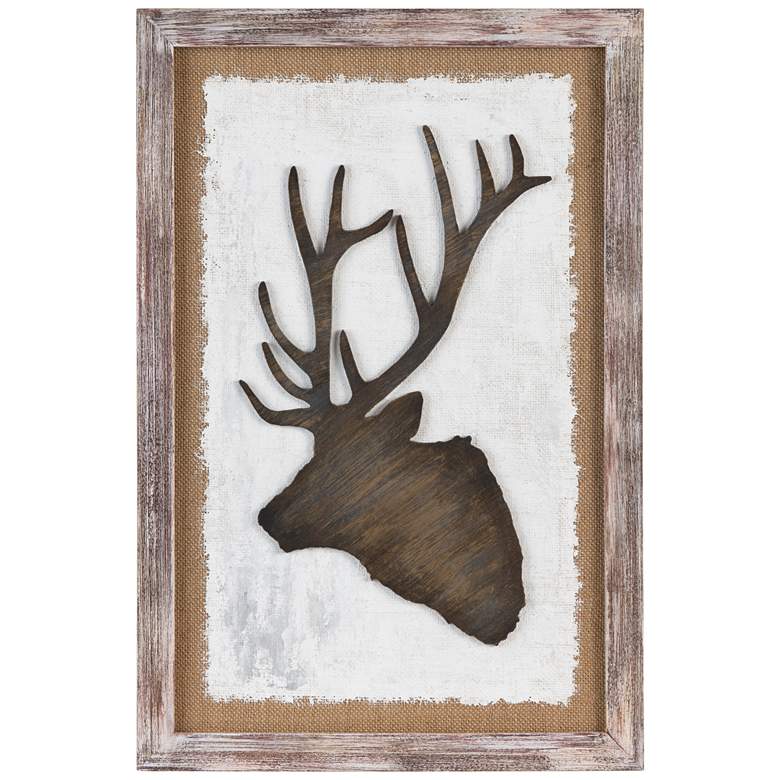 Image 1 Crestview Collection Rustin Elk Silhouette Wood and Linen Wall Art