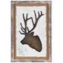 Crestview Collection Rustin Elk Silhouette Wood and Linen Wall Art