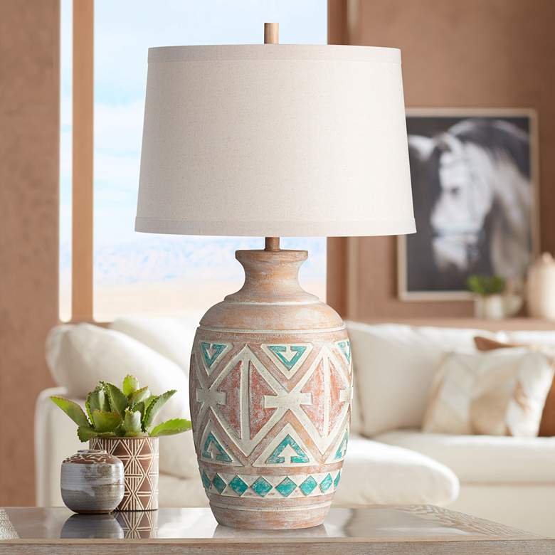 Image 1 Crestview Collection Sante Fe Beige Cast Resin Table Lamp