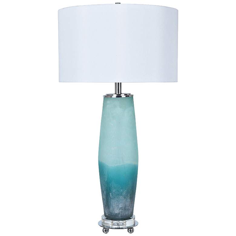 Image 1 Crestview Collection Seaside 33 inch Frosted Blue Glass Table Lamp