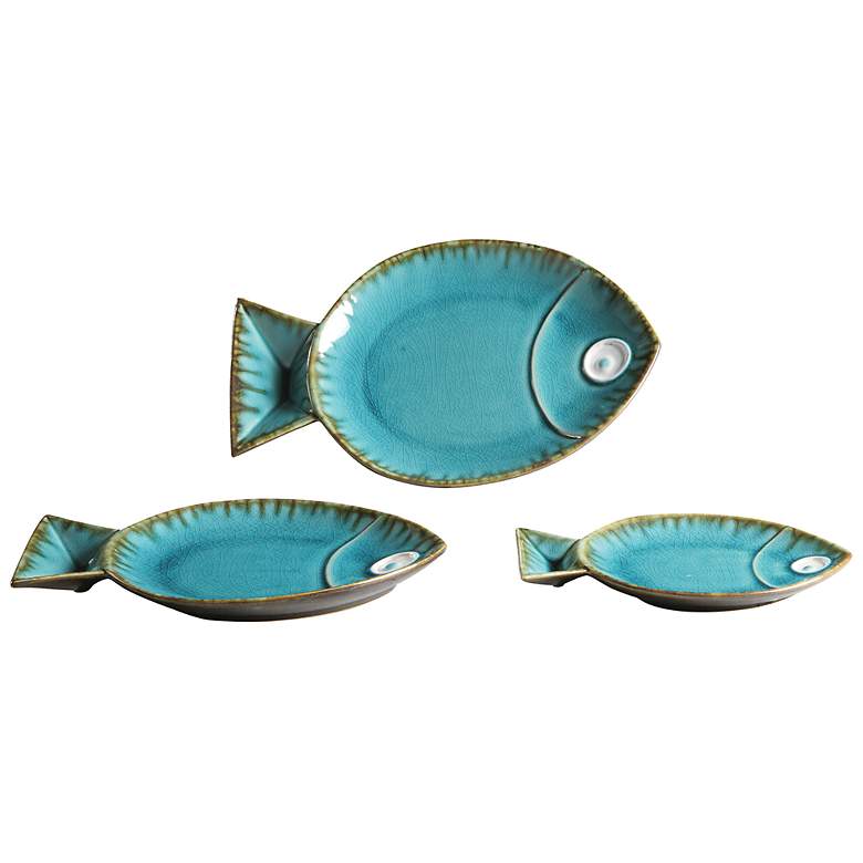 Image 1 Crestview Collection Set of 3 Lake City Fish Serving Trays