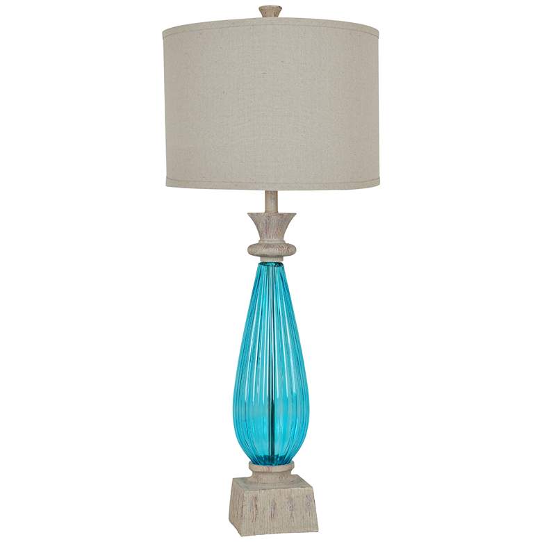 Image 1 Crestview Collection Sferra Sea Blue Glass Table Lamp