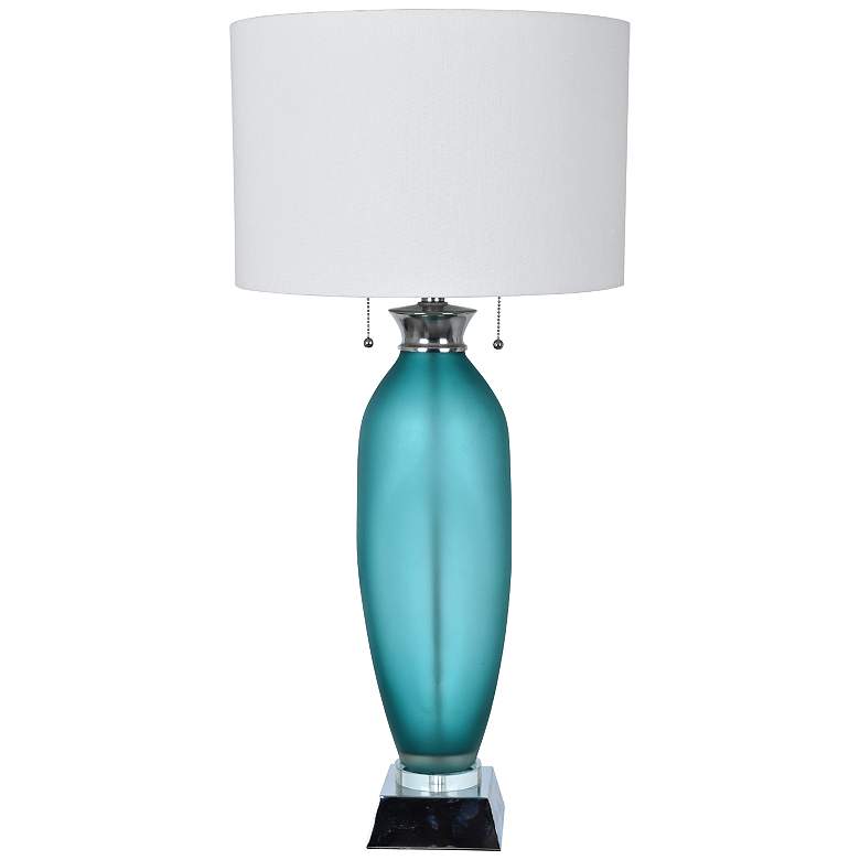 Image 1 Crestview Collection Shara Blue Glass Pull Chain Table Lamp