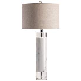 Image2 of Crestview Collection Sheffield White Marble and Crystal Table Lamp