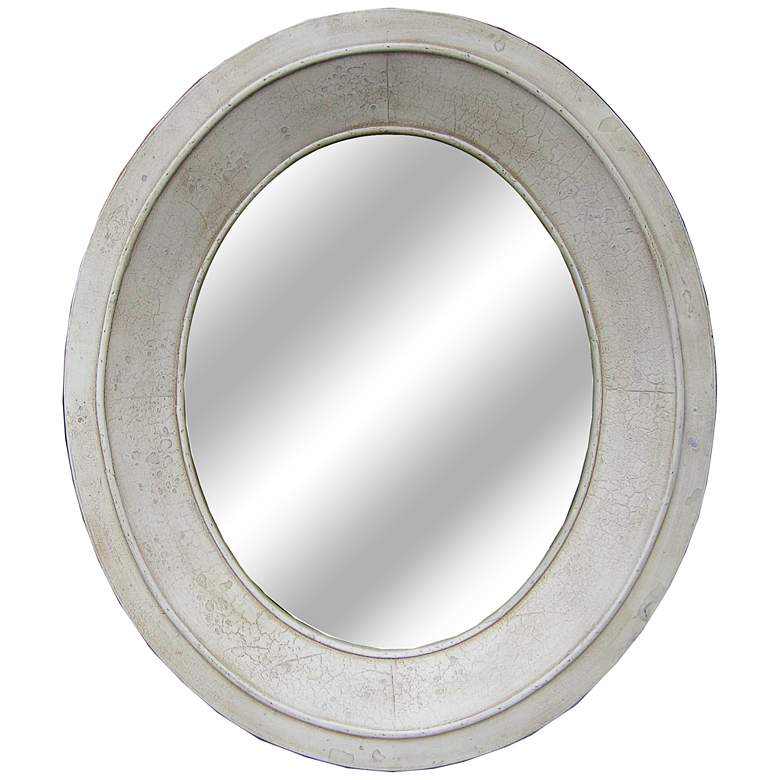 Image 1 Crestview Collection Shiny White 28 inchx32 inch Oval Mirror