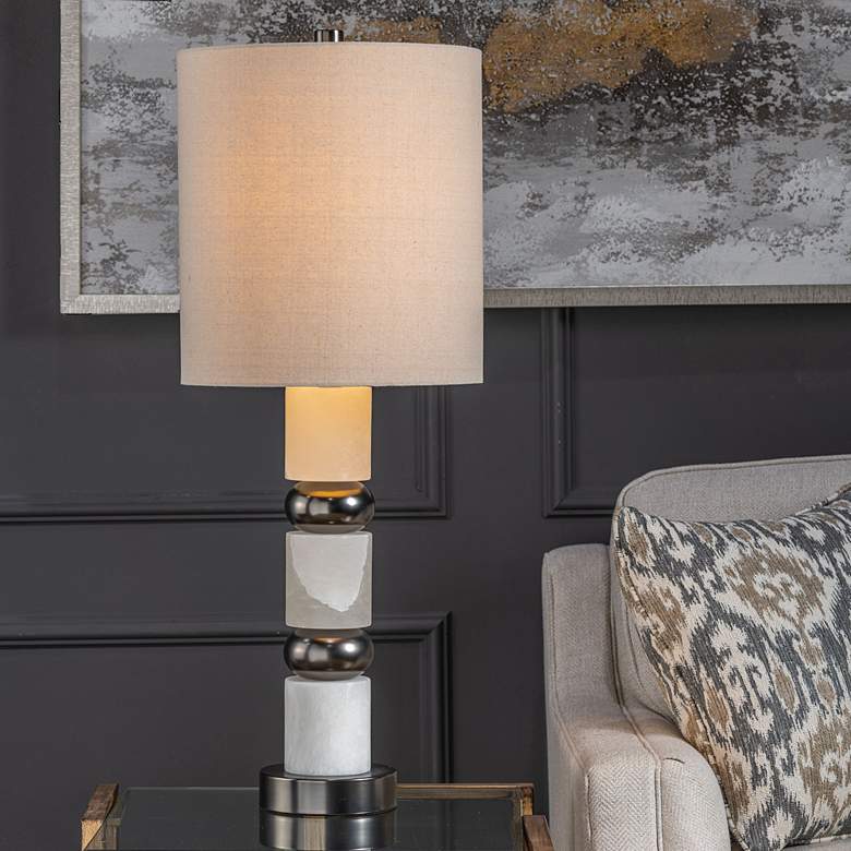 Image 1 Crestview Collection Sinclair Stacked Alabaster Table Lamp