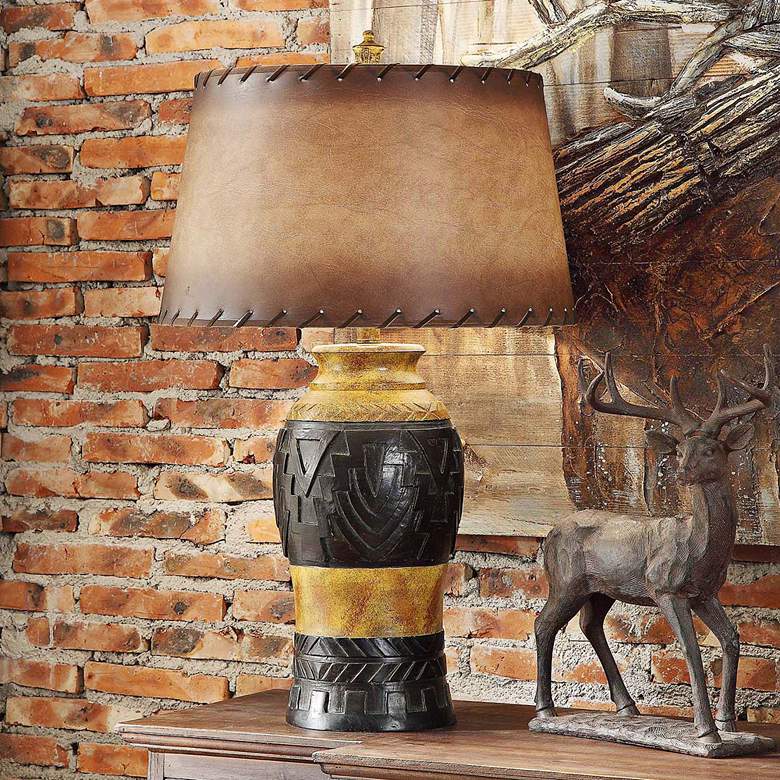Image 1 Crestview Collection Southwest Iron and Wood Table Lamp