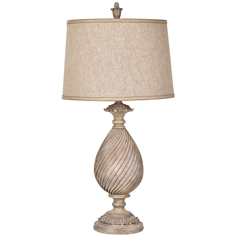 Image 1 Crestview Collection Sutton Bleached Woodgrain Urn Table Lamp
