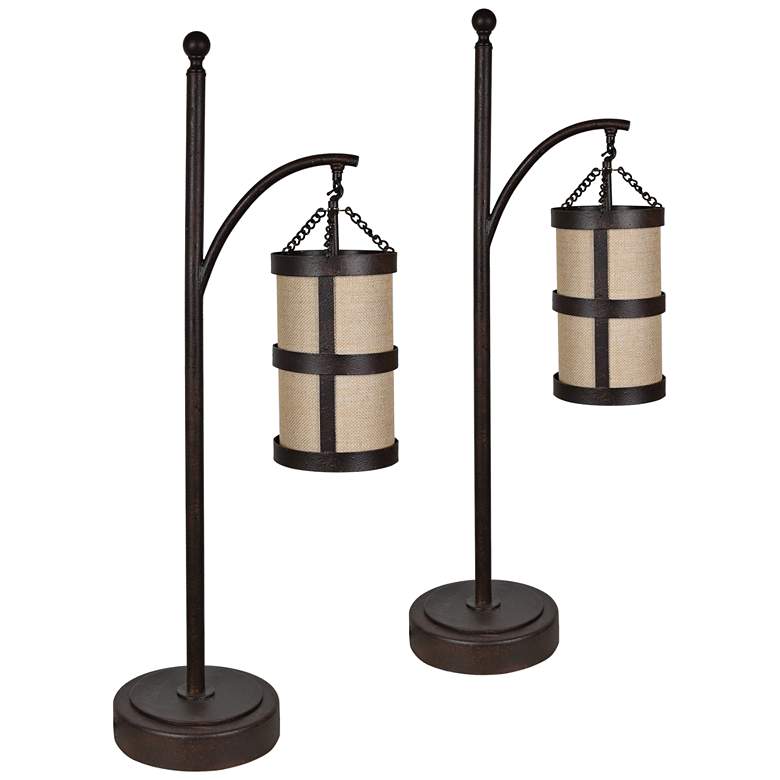 Image 1 Crestview Collection Tacoma Rustic Iron Desk Lamps Set of 2