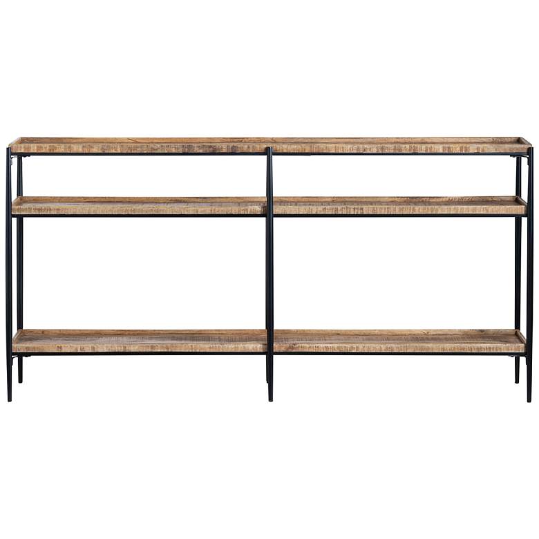 Image 1 Crestview Collection Washburne 76" Wide Mango Wood Shelf Console Table