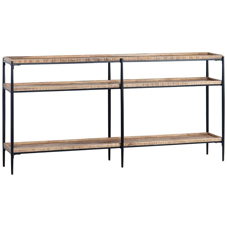 Image 4 Crestview Collection Washburne 76" Wide Mango Wood Shelf Console Table more views