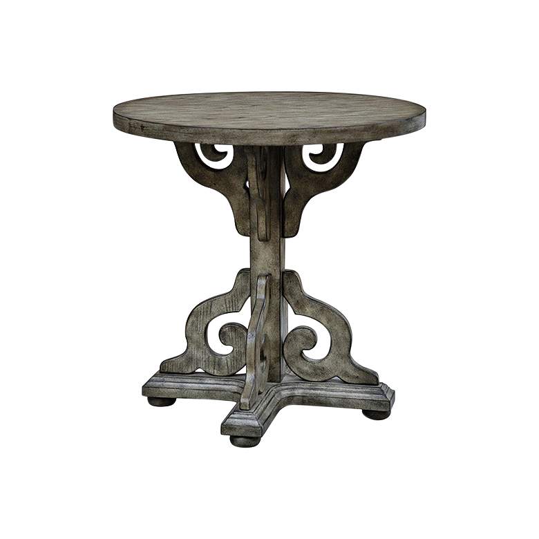 Image 1 Crestview Collection York Sandstone Wood Scroll Accent Table