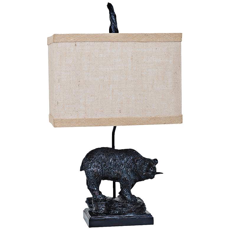 Image 1 Crestview Fishing Bear Bronze Carved Table Lamp