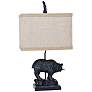 Crestview Fishing Bear Bronze Carved Table Lamp