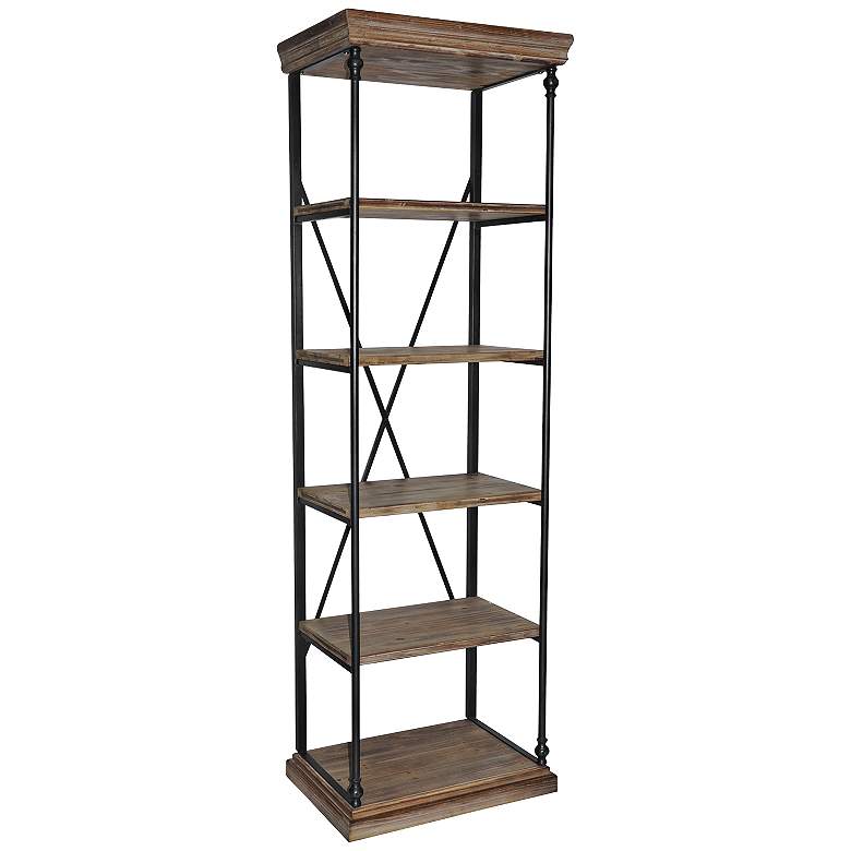 Image 1 Crestview La Salle 77" High Iron and Wood Etagere Bookcase