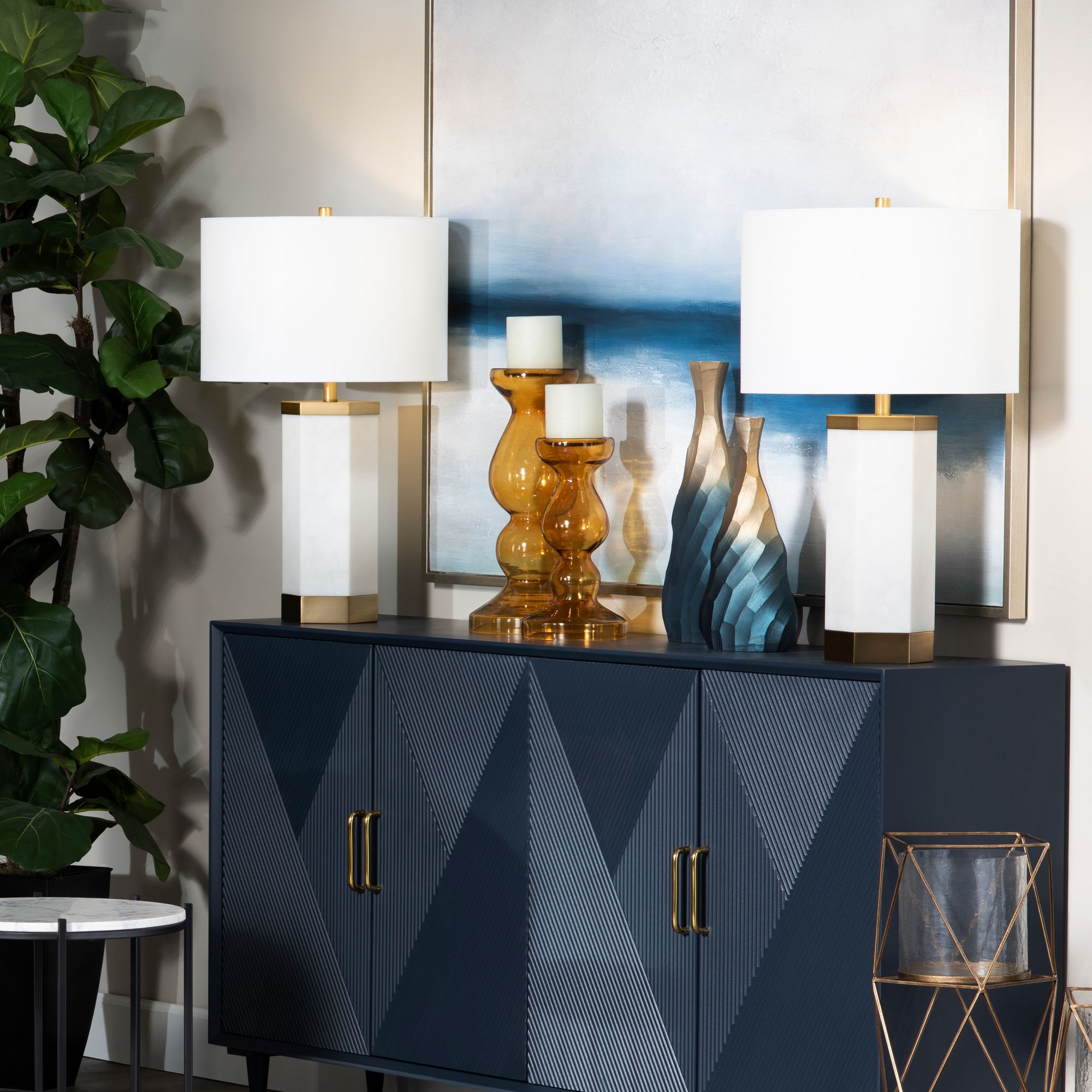 Thumbnail4 of Crestview Morrison 30" High White and Brass Modern Table Lamp more views