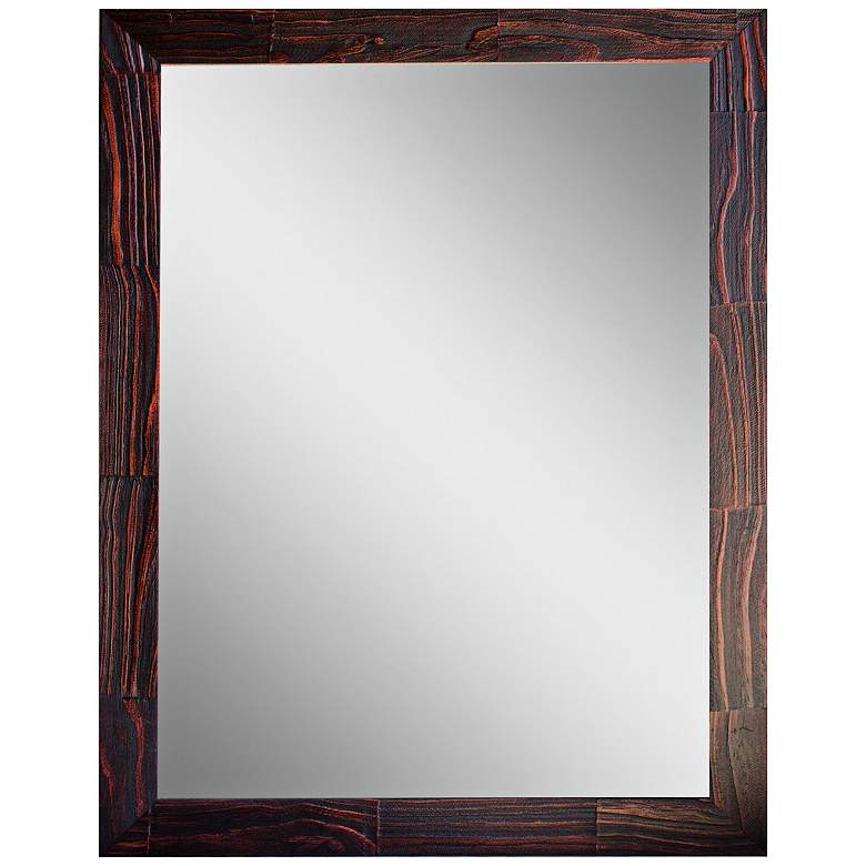 Image 1 Crestview Red Stain 31 1/2 inch x 41 1/2 inch Wood Wall Mirror