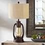 1_Crestview Rustic Red Lantern 28" Night Light Table Lamp