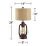 6_Crestview Rustic Red Lantern 28" Night Light Table Lamp more views