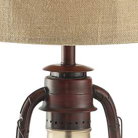 Image3 of Crestview Rustic Red Lantern Table Lamp with Nightlight more views