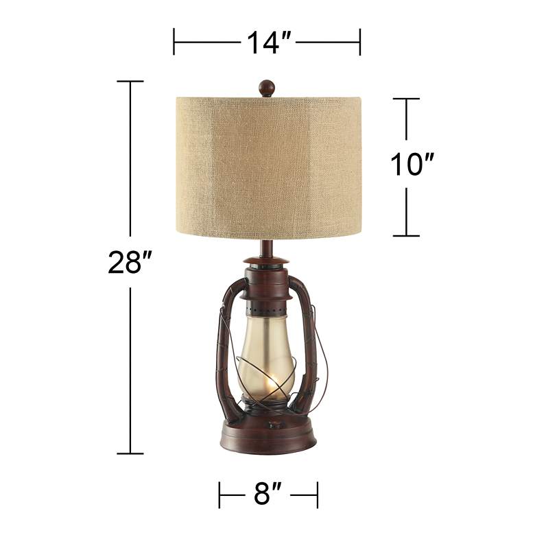 Image 6 Crestview Rustic Red Lantern Table Lamp with Nightlight more views