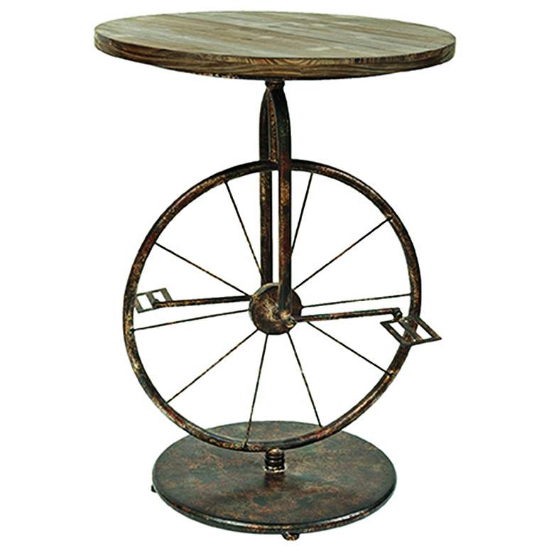 Image 1 Crestview Sierra Bicycle Weathered Round Accent Table