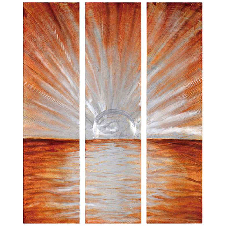Image 1 Crestview Sun Burst 47 inch High Canvas Wall Art Set of 3