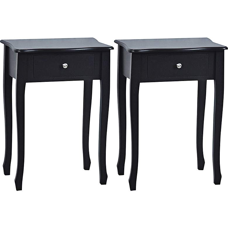 Image 1 Crestview Treasure Black 1-Drawer Accent Table Set of 2