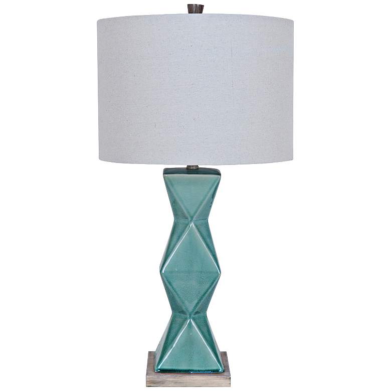 Image 1 Crestview Tristine Stacked Blue Jade Diamond Table Lamp