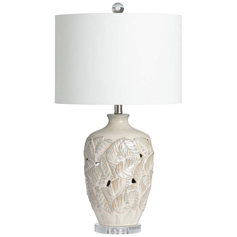 Image 1 Crestview Tropical Leaf 29" Coastal White Ceramic Table Lamp