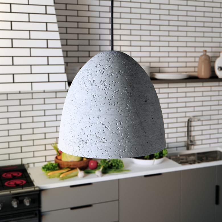 Image 1 Crete 15 1/4" Wide Natural Gray Cement LED Pendant light