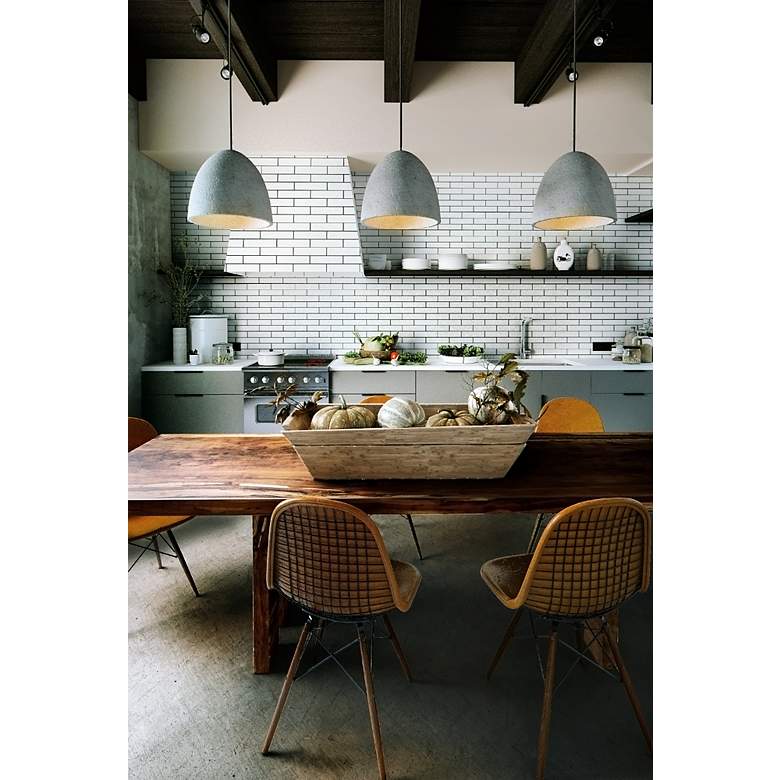 Image 6 Crete 15 1/4" Wide Natural Gray Cement LED Pendant light more views