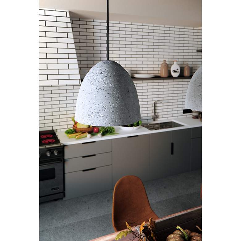 Image 7 Crete 15 1/4" Wide Natural Gray Cement LED Pendant light more views