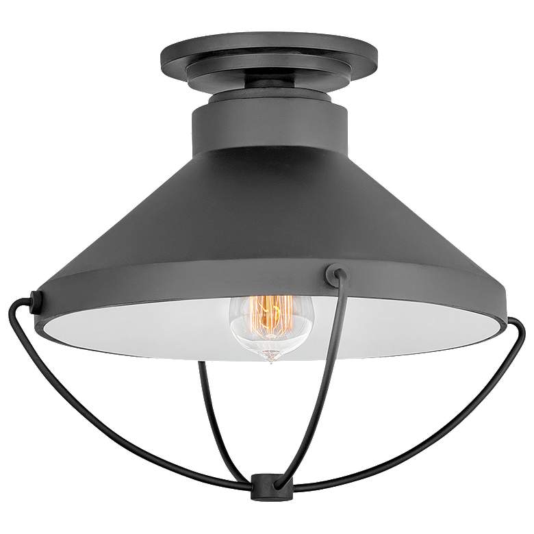 Image 1 Crew 15 inch Wide Black Outdoor Ceiling Light